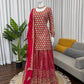 Blush Pink Faux Georgette Embroidered Sharara Set with Dupatta