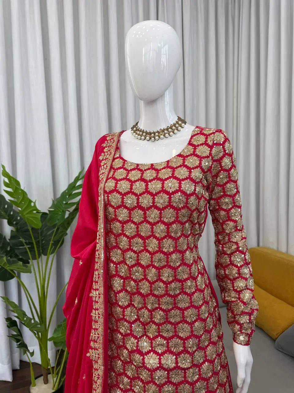 Blush Pink Faux Georgette Embroidered Sharara Set with Dupatta