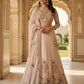Blush Pink Floral Embroidered Faux Georgette Lehenga Set with 4 Meter Flare
