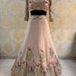 Blush Pink Floral Embroidered Faux Georgette Lehenga Set with 4 Meter Flare