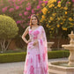 Blush Pink Floral Frill Ready-to-Wear Saree