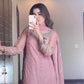 Blush Pink Heavy Faux Georgette Palazzo Set with Sequins & Rivet Moti Work