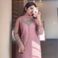 Blush Pink Heavy Faux Georgette Palazzo Set with Sequins & Rivet Moti Work