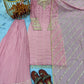 Blush Pink Heavy Faux Georgette Palazzo Set with Sequins & Rivet Moti Work