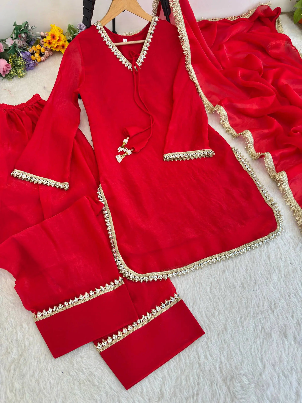 Blush Pink Satin Silk Kurta Salwar Set for Festive and Wedding Wear