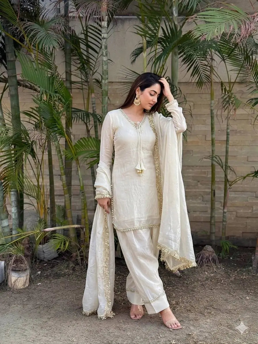 Blush Pink Satin Silk Kurta Salwar Set for Festive and Wedding Wear