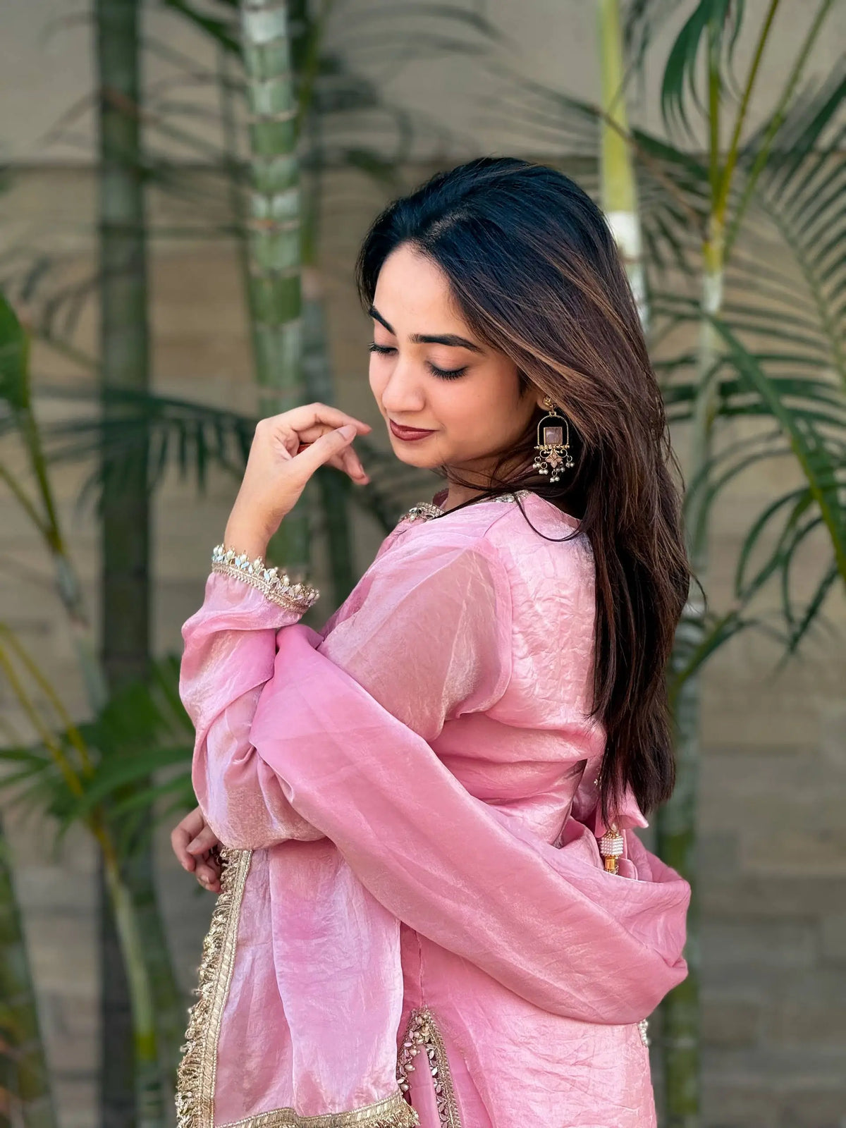 Blush Pink Satin Silk Kurta Salwar Set for Festive and Wedding Wear