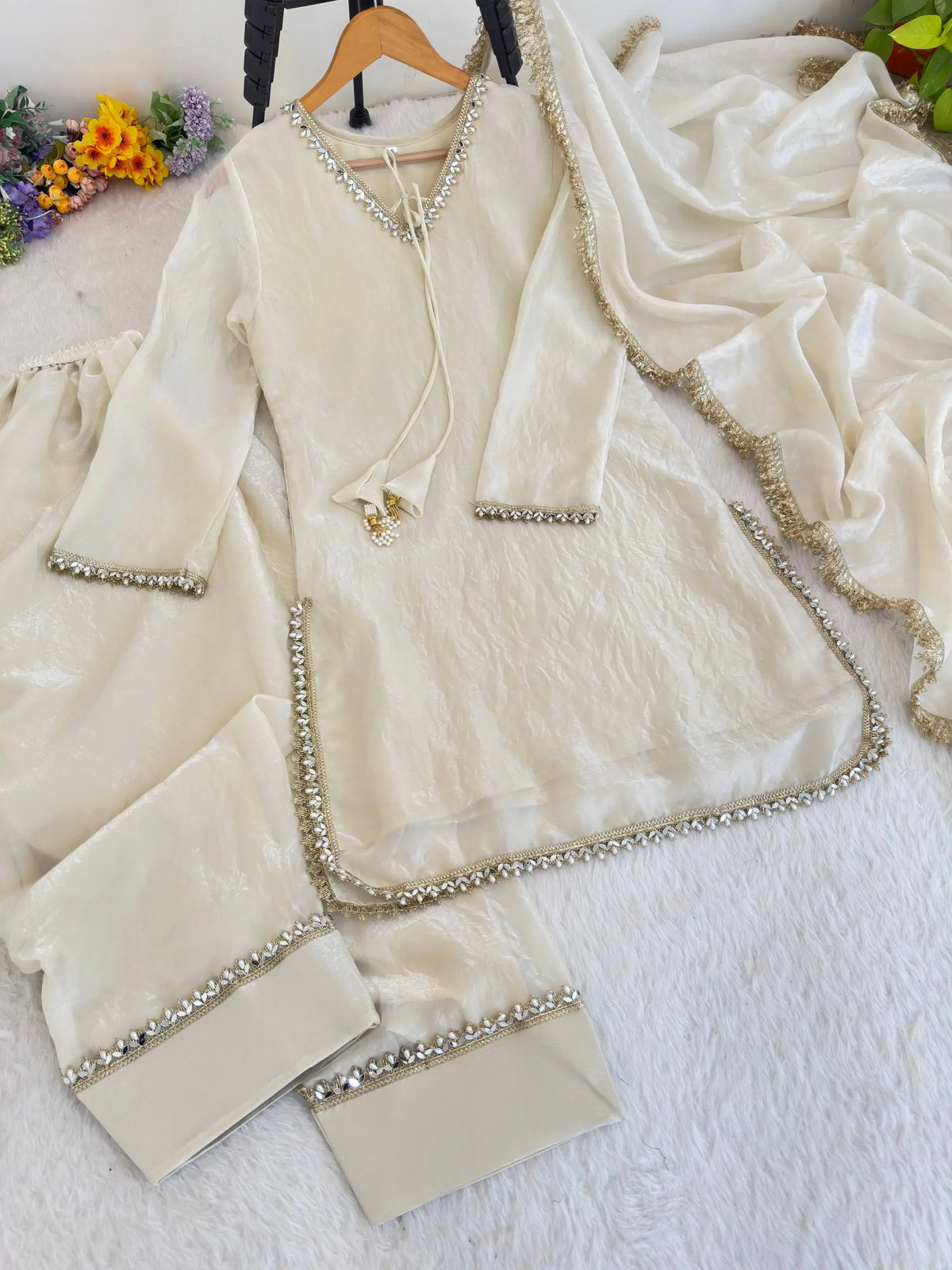 Blush Pink Satin Silk Kurta Salwar Set for Festive and Wedding Wear