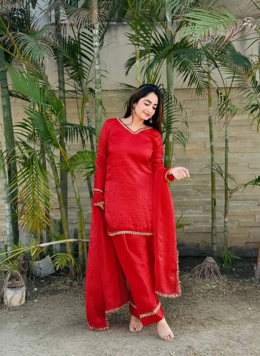 Blush Pink Satin Silk Kurta Salwar Set for Festive and Wedding Wear