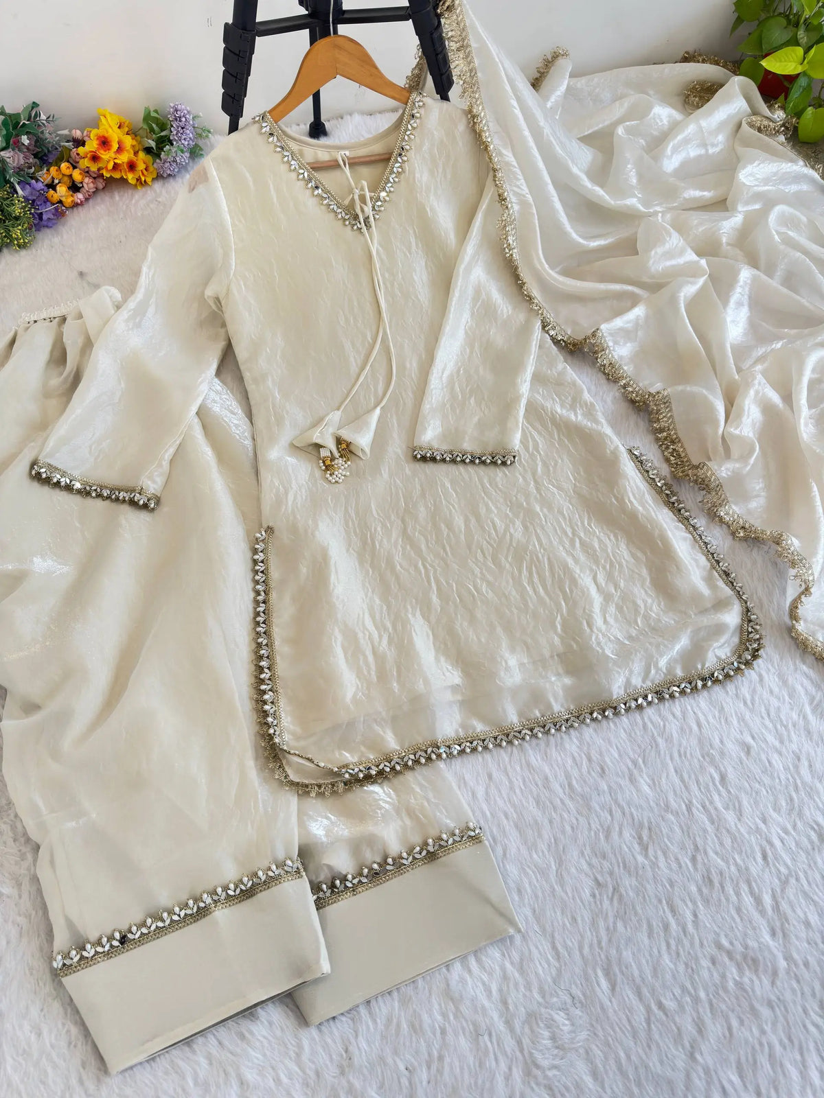 Blush Pink Satin Silk Kurta Salwar Set for Festive and Wedding Wear