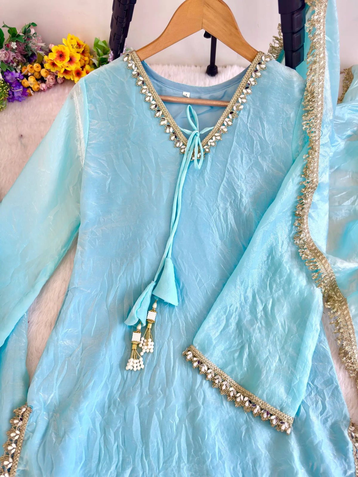 Blush Pink Satin Silk Kurta Salwar Set for Festive and Wedding Wear