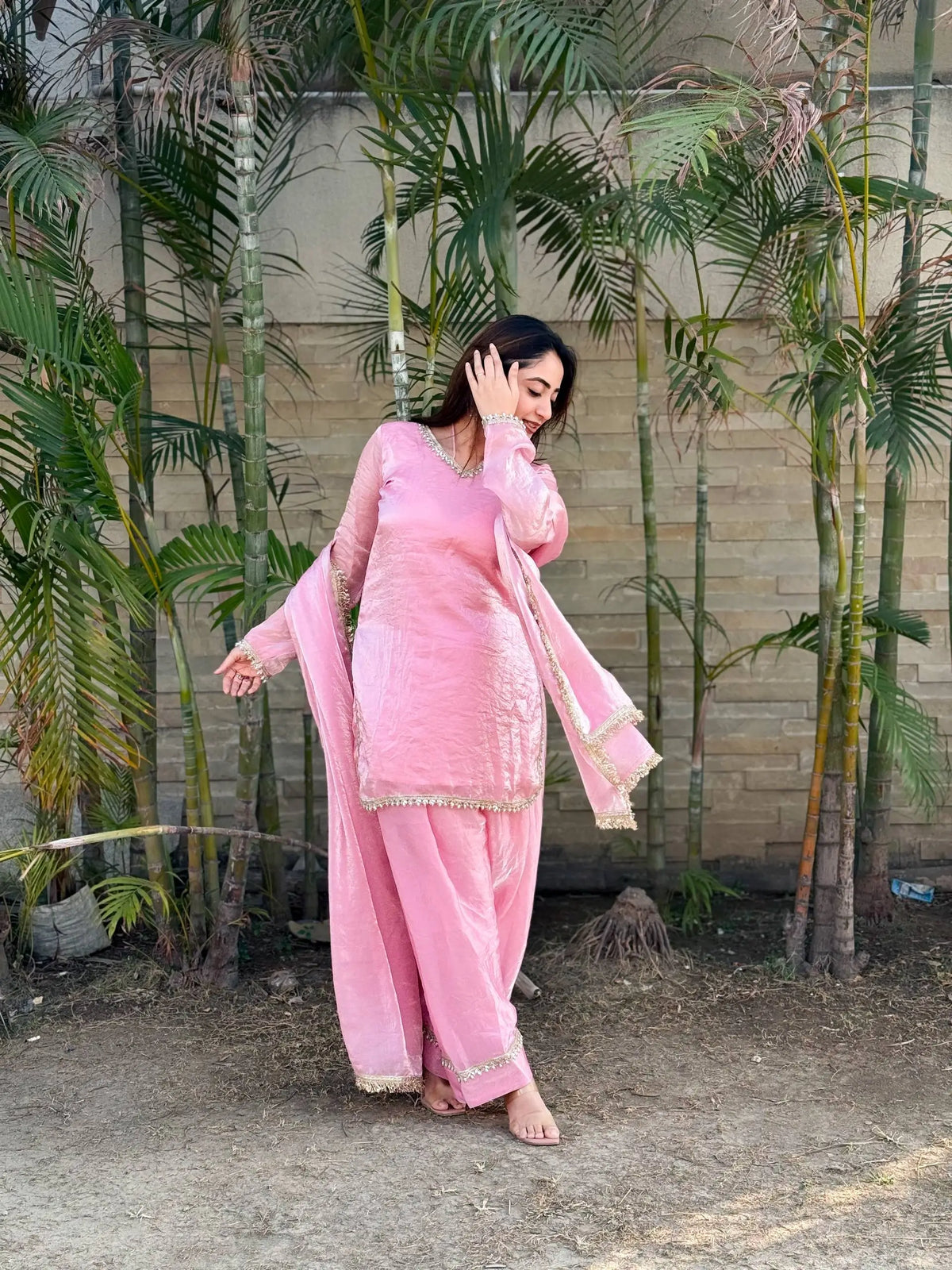Blush Pink Satin Silk Kurta Salwar Set for Festive and Wedding Wear