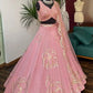 Blush Pink Zari Floral Embroidery Lehenga