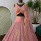 Blush Pink Zari Floral Embroidery Lehenga