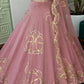 Blush Pink Zari Floral Embroidery Lehenga