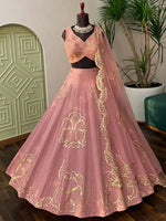 Blush Pink Zari Floral Embroidery Lehenga