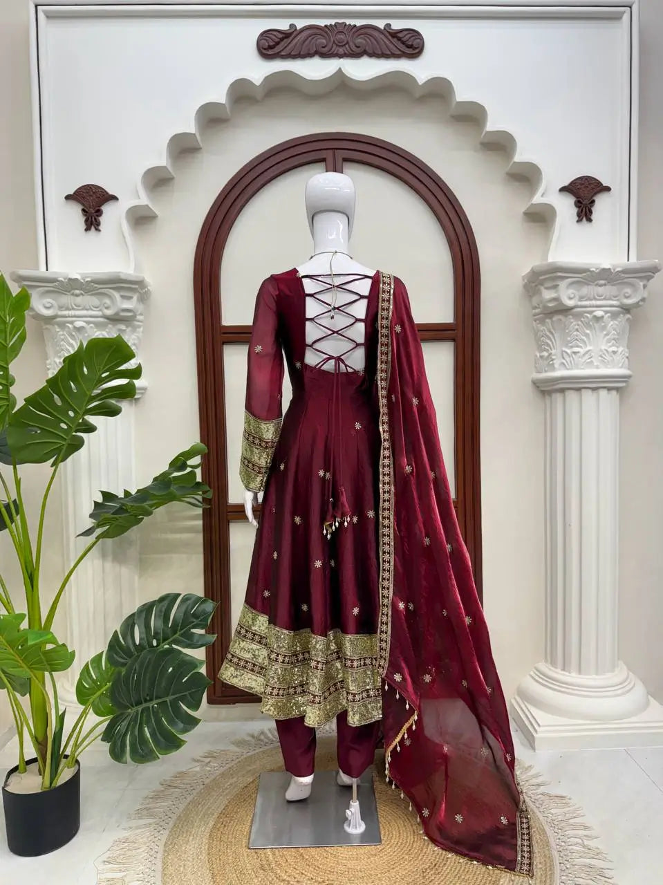 Blush Sequin Anarkali Gown Set