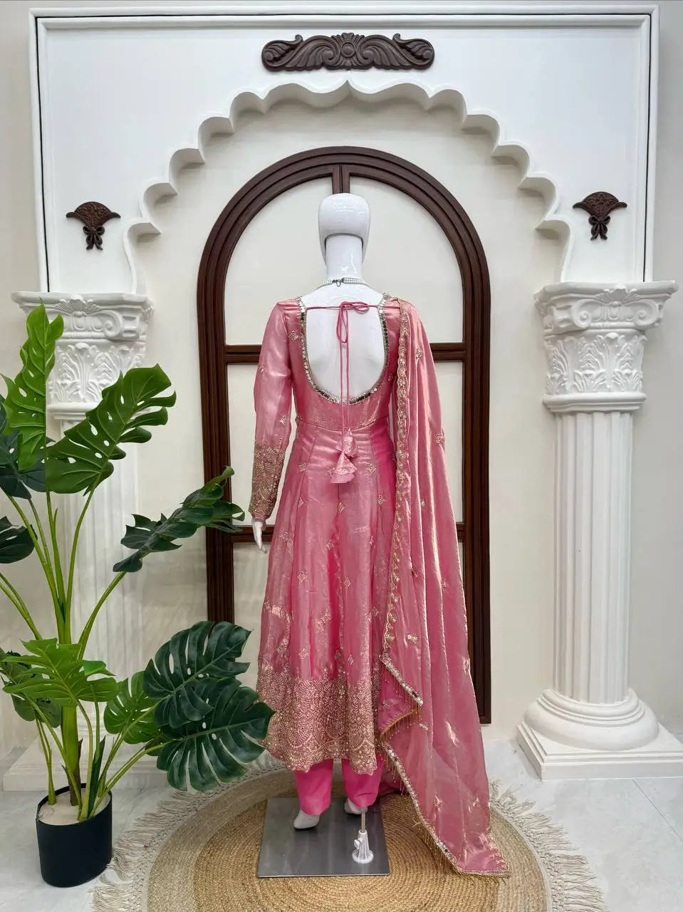 Blush Sequin Anarkali Gown Set