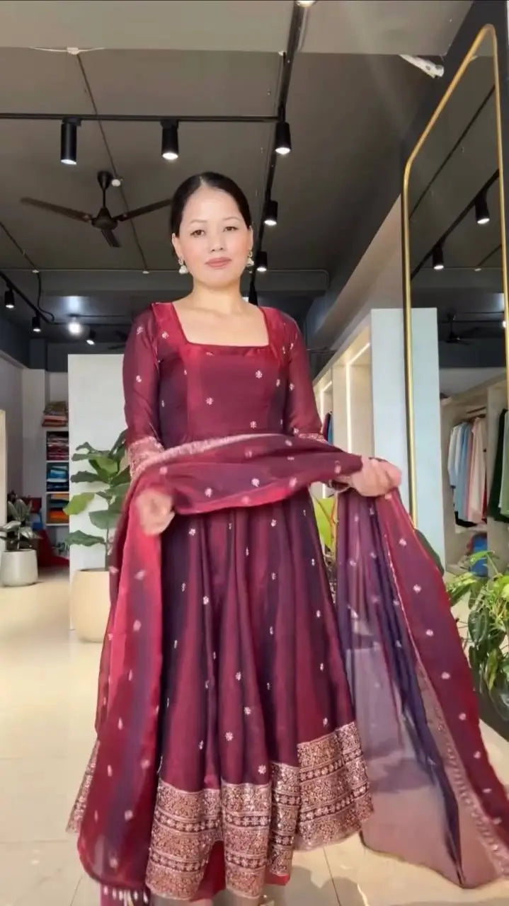 Blush Sequin Anarkali Gown Set