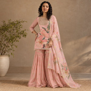 Embroidered Organza Sharara Set with Dupatta