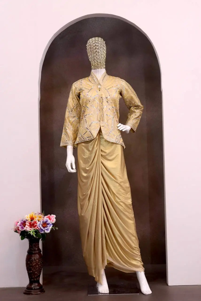Bollywood inspired Designer Mirror Work Dhoti Set for Festive and Wedding Wear