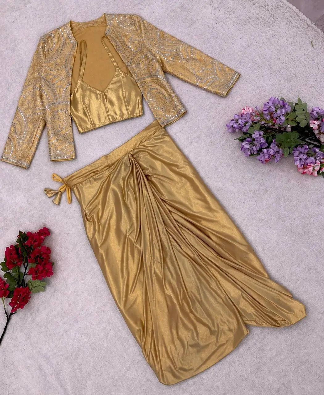 Bollywood inspired Designer Mirror Work Dhoti Set for Festive and Wedding Wear