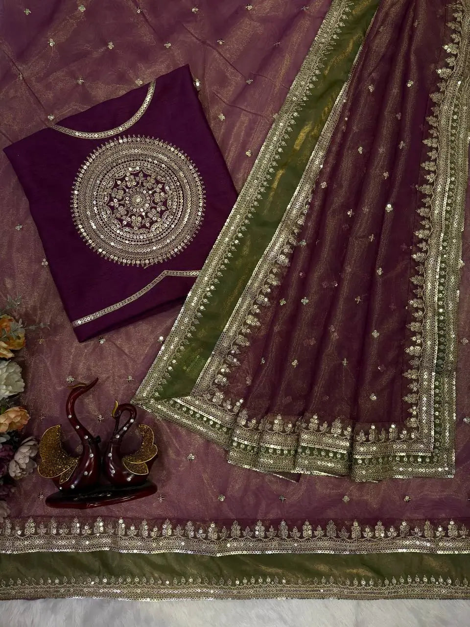 Bollywood inspired Twil shimmer silk saree with blouse