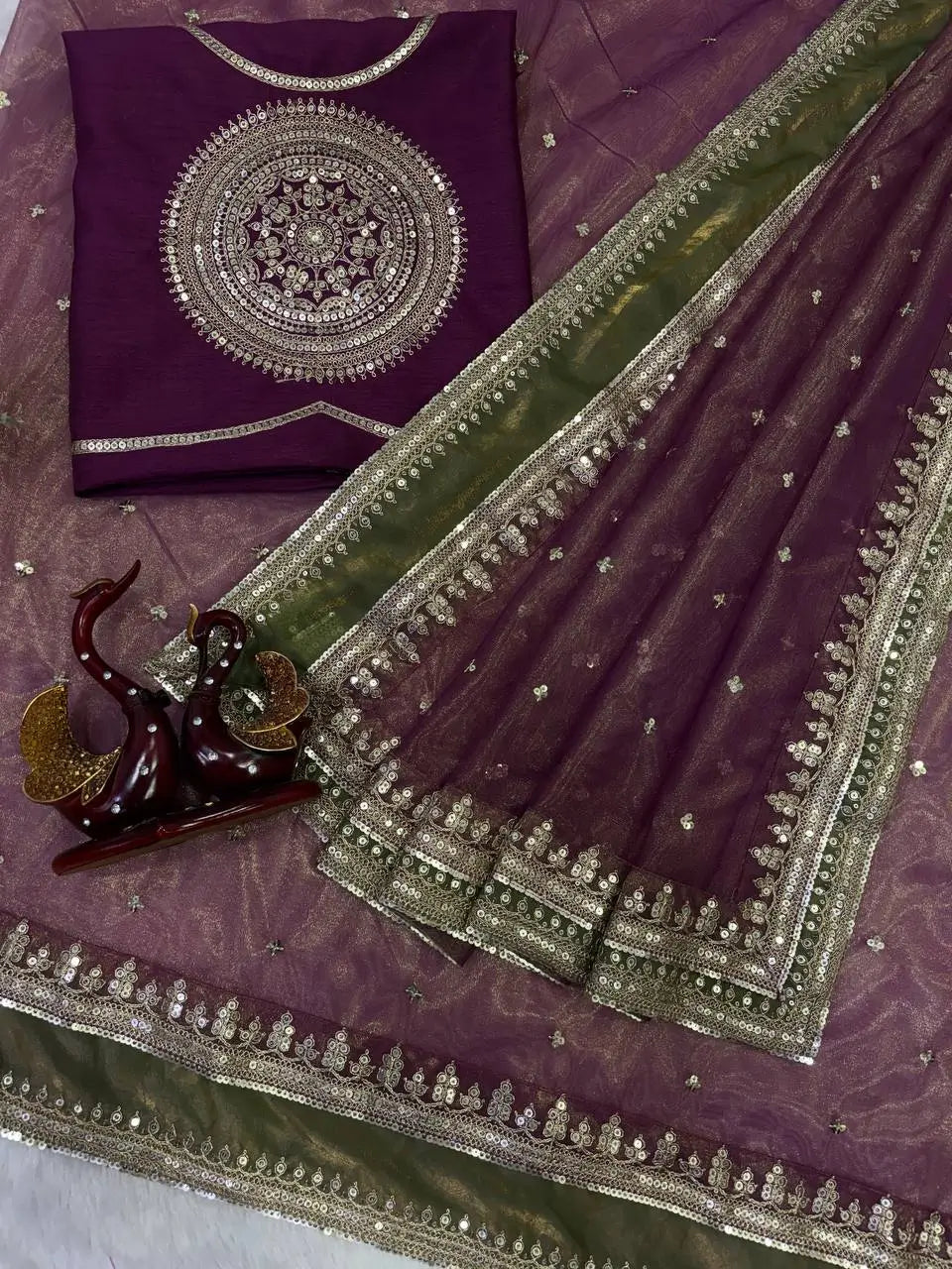 Bollywood inspired Twil shimmer silk saree with blouse