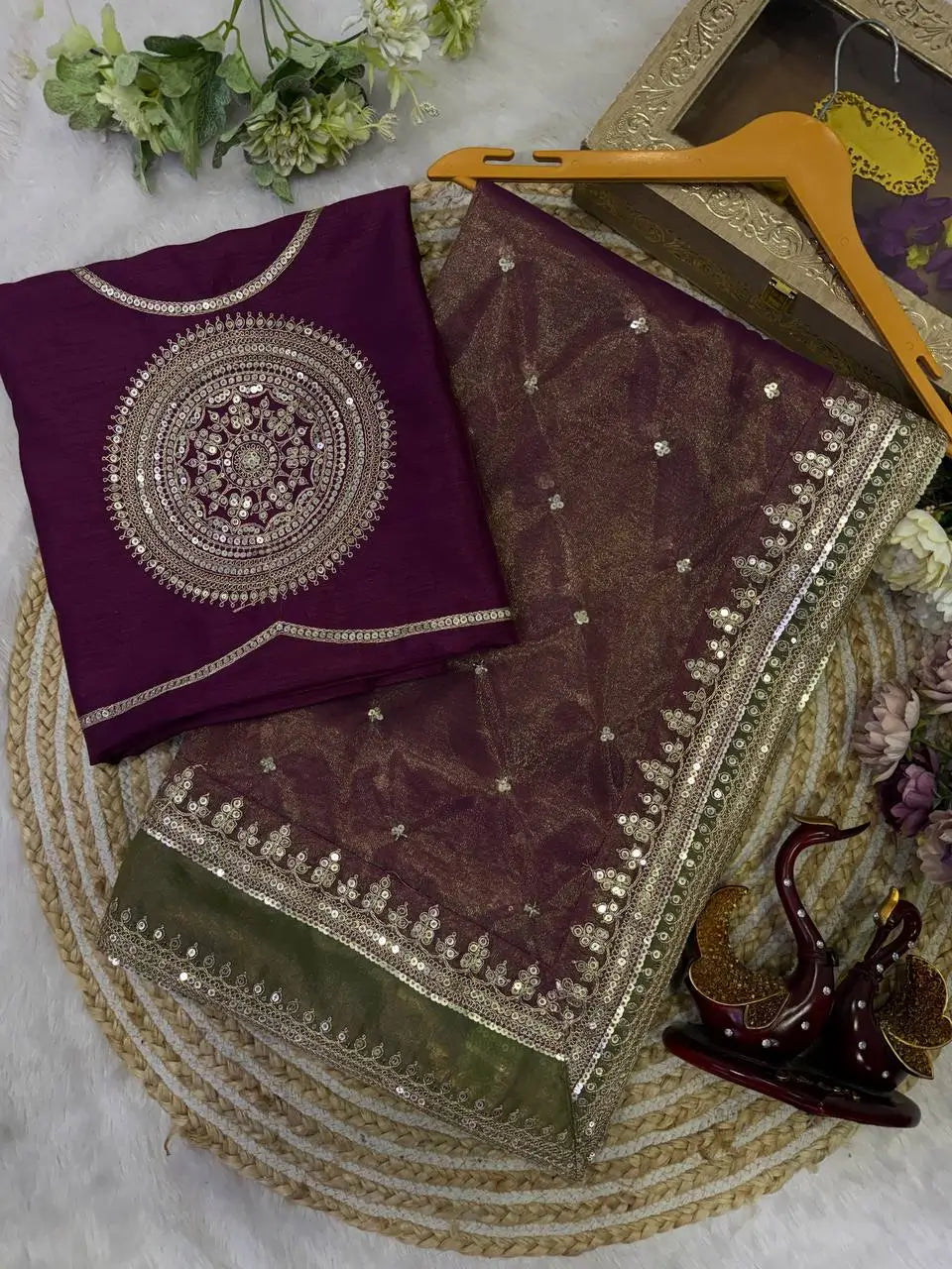 Bollywood inspired Twil shimmer silk saree with blouse