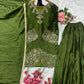 Bottle Green Heavy Chinon Silk Embroidered Kurta Sharara Set with Lace Dupatta | Festive Party Wear