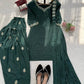 Bottle Green Heavy Natural Crepe Suit Set with Thread Sequence and Pearl Work Farshi Palazzo