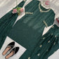 Bottle Green Heavy Natural Crepe Suit Set with Thread Sequence and Pearl Work Farshi Palazzo