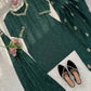 Bottle Green Heavy Natural Crepe Suit Set with Thread Sequence and Pearl Work Farshi Palazzo