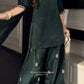 Bottle Green Heavy Natural Crepe Suit Set with Thread Sequence and Pearl Work Farshi Palazzo