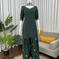 Bottle Green Heavy Natural Crepe Suit Set with Thread Sequence and Pearl Work Farshi Palazzo