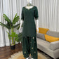 Bottle Green Heavy Natural Crepe Suit Set with Thread Sequence and Pearl Work Farshi Palazzo