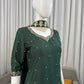 Bottle Green Heavy Natural Crepe Suit Set with Thread Sequence and Pearl Work Farshi Palazzo
