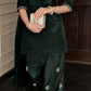 Bottle Green Heavy Natural Crepe Suit Set with Thread Sequence and Pearl Work Farshi Palazzo