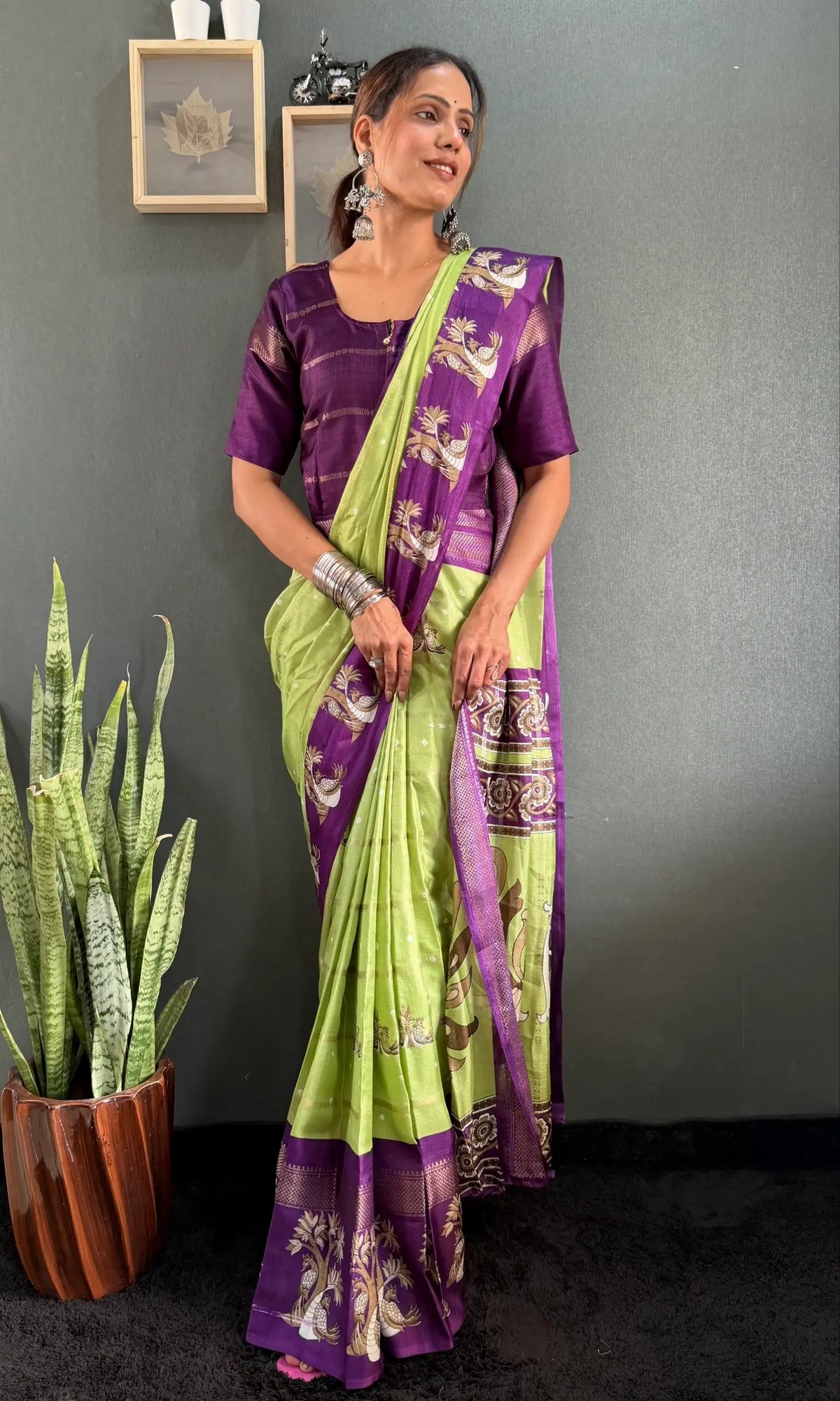 Bottle Green Shibori Gown