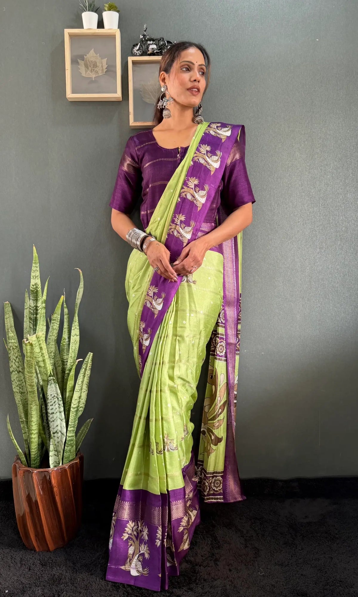 Bottle Green Shibori Gown