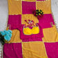 Box Pattern Georgette Saree with Mirror Work and Gotta Lace