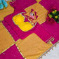 Box Pattern Georgette Saree with Mirror Work and Gotta Lace