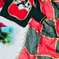 Box Pattern Georgette Saree with Mirror Work and Gotta Lace