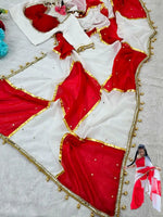 Box Pattern Georgette Saree with Mirror Work and Gotta Lace