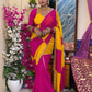 Box Pattern Georgette Saree with Mirror Work and Gotta Lace