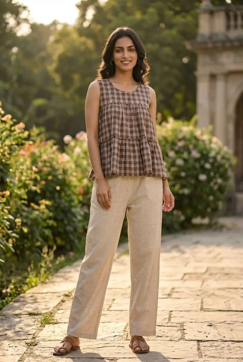 Breezy Checks Linen Co-ord Set for Summer Casual Wear