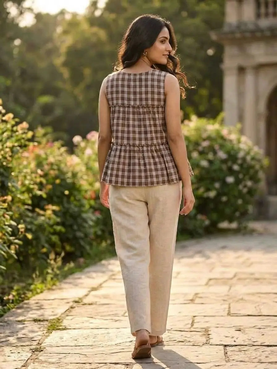 Breezy Checks Linen Co-ord Set for Summer Casual Wear