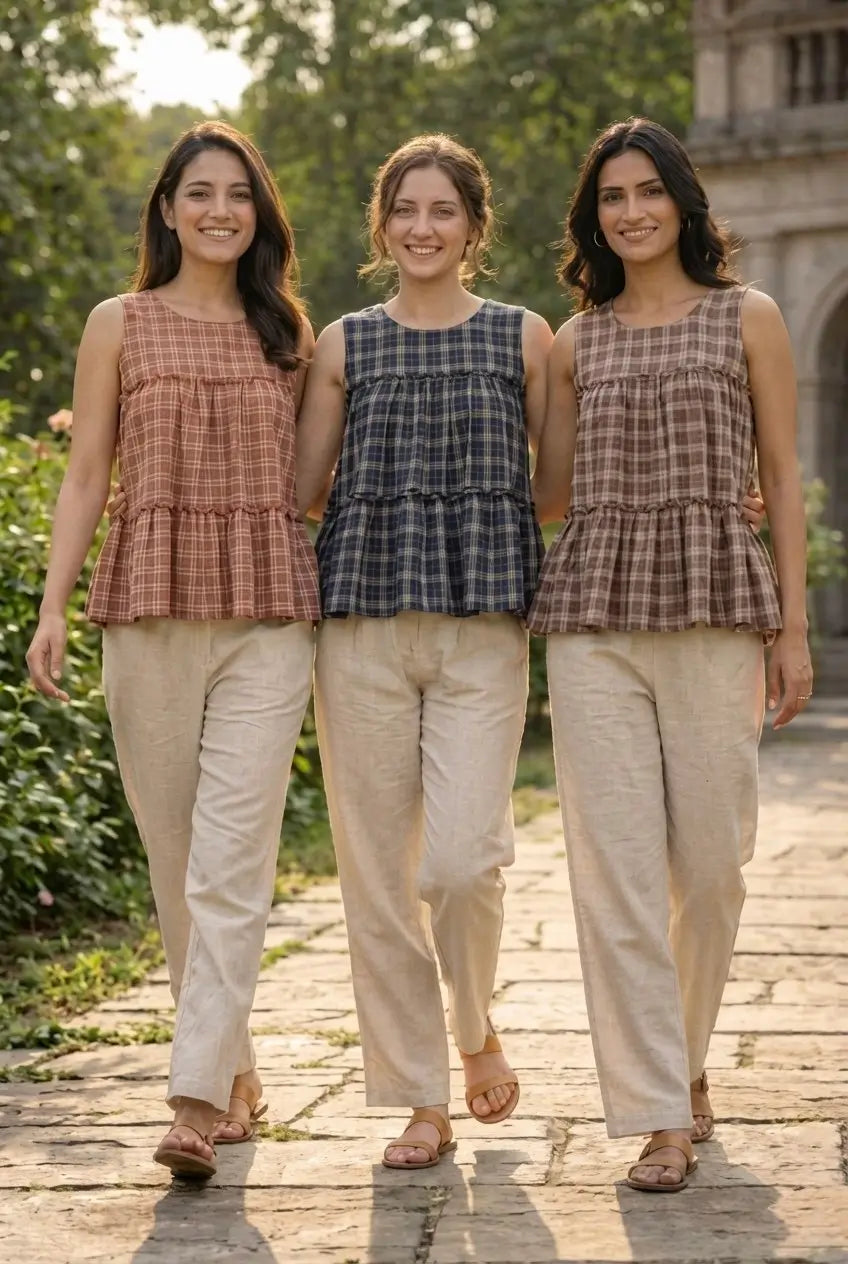 Breezy Checks Linen Co-ord Set for Summer Casual Wear