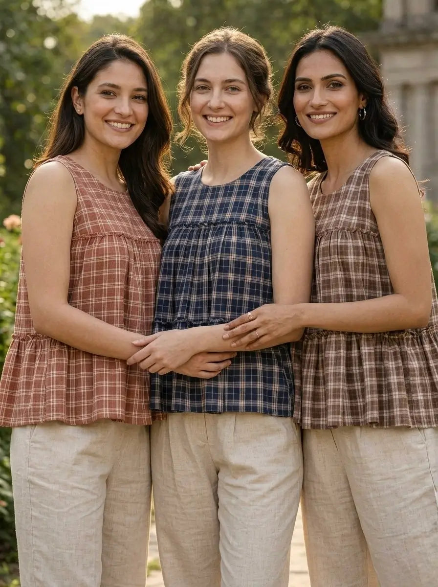 Breezy Checks Linen Co-ord Set for Summer Casual Wear