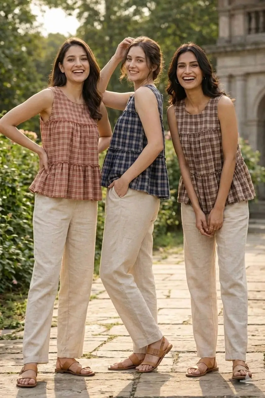 Breezy Checks Linen Co-ord Set for Summer Casual Wear